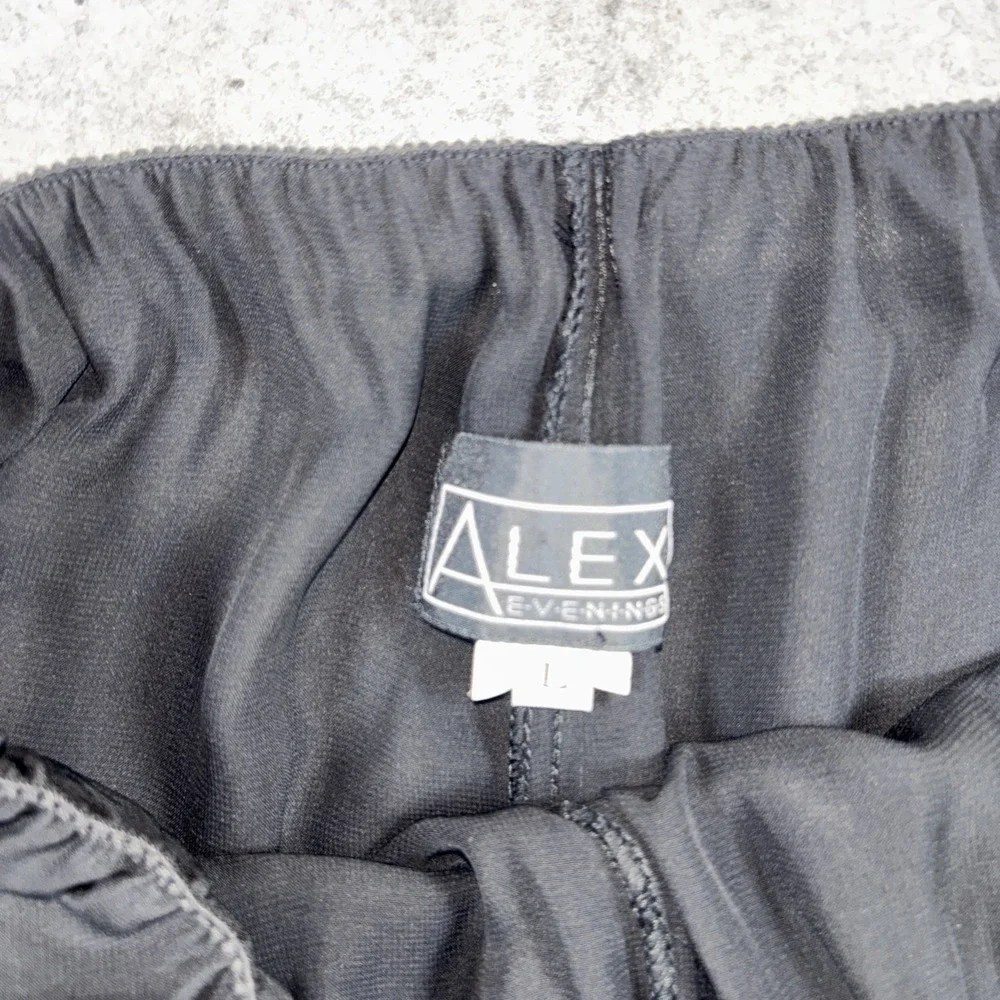 Alex Evenings Pants Women's Large Black Wide Leg Chiffon Evening Flowy Sheer - Picture 4 of 7